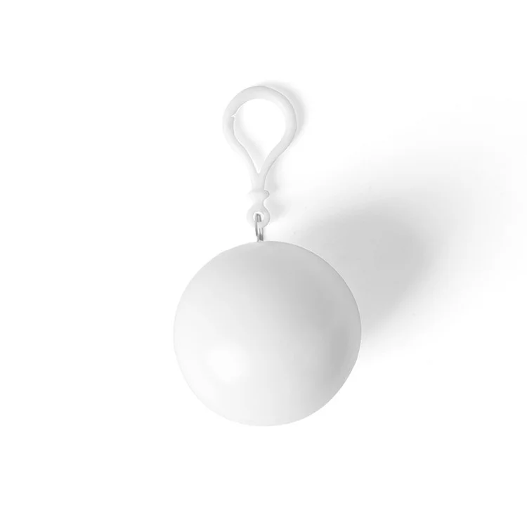 2pcs / Réglez un Bouton de Boule Imperméable Jetable Style de Porte-clés D'urgence Poncho Pour le Camping de Randonnées en Plein Air - Blanc