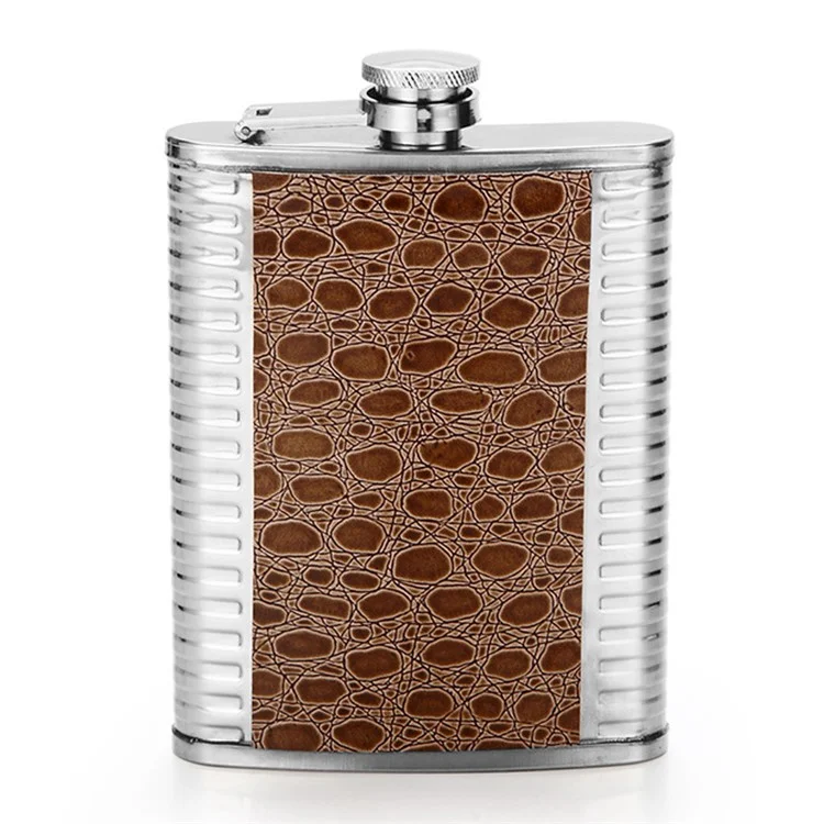 AOTU 8oz Portable Stainless Steel Hip Flask Whiskey Wine Pot (BPA Free, No FDA Certificate) - Textured