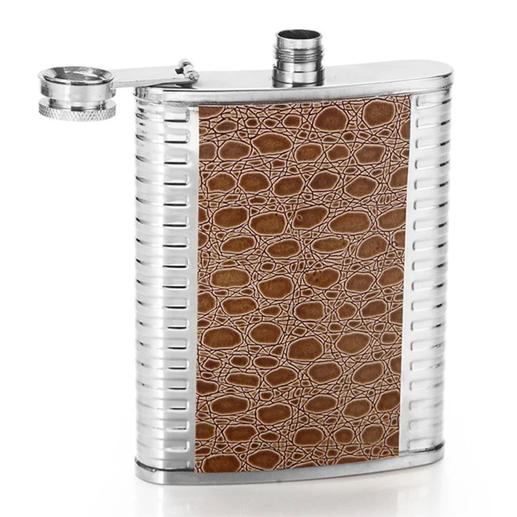 AOTU 8oz Portable Stainless Steel Hip Flask Whiskey Wine Pot (BPA Free, No FDA Certificate) - Textured