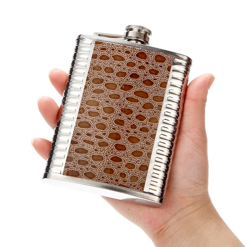 AOTU 8oz Portable Portable Acier Hip Flask Whisky Pot (BPA Gratuit, Pas de Certificat de Fda) - Texturé