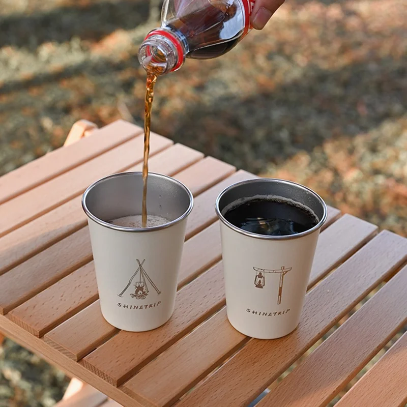 SHINETRIP A403 4 Peças / Conjunto 350ml Copo de Aço Inoxidável para Camping Outdoor Viagens Caneca de Café (Sem BPA, Sem Certificado da FDA) - Mistura