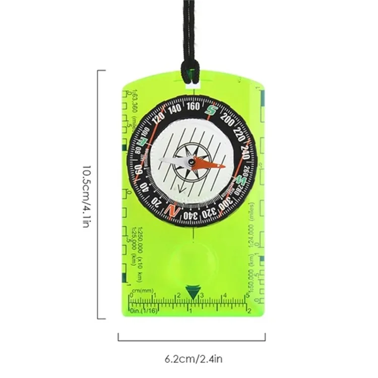 Outdoor Multifunctional Compass Map Scale with Strap for Hiking, Camping, Trekking