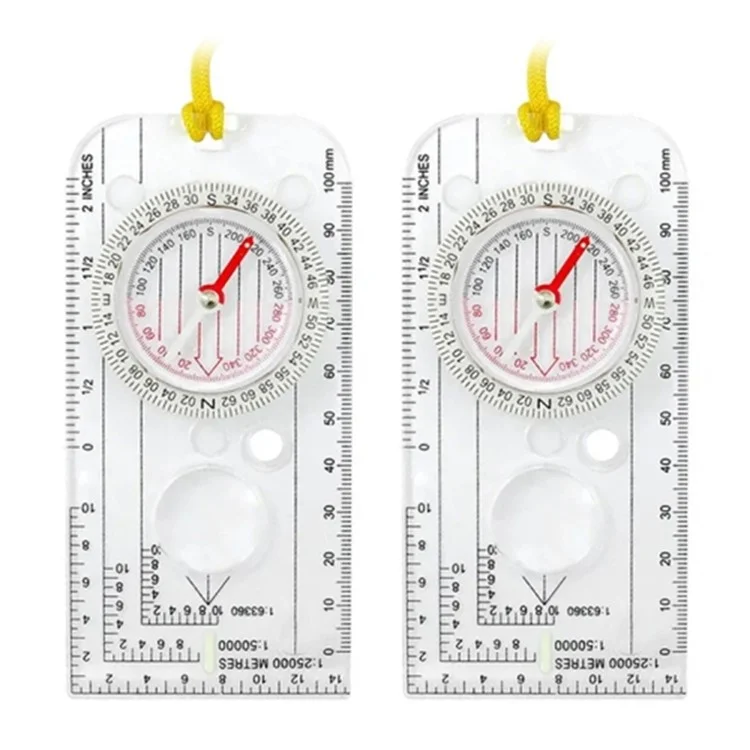 Escala de Mapa de Bússola Transparente ao ar Livre Bússola Acrílica Multifuncional Com Cinta Para Caminhadas, Acampamento, Trekking