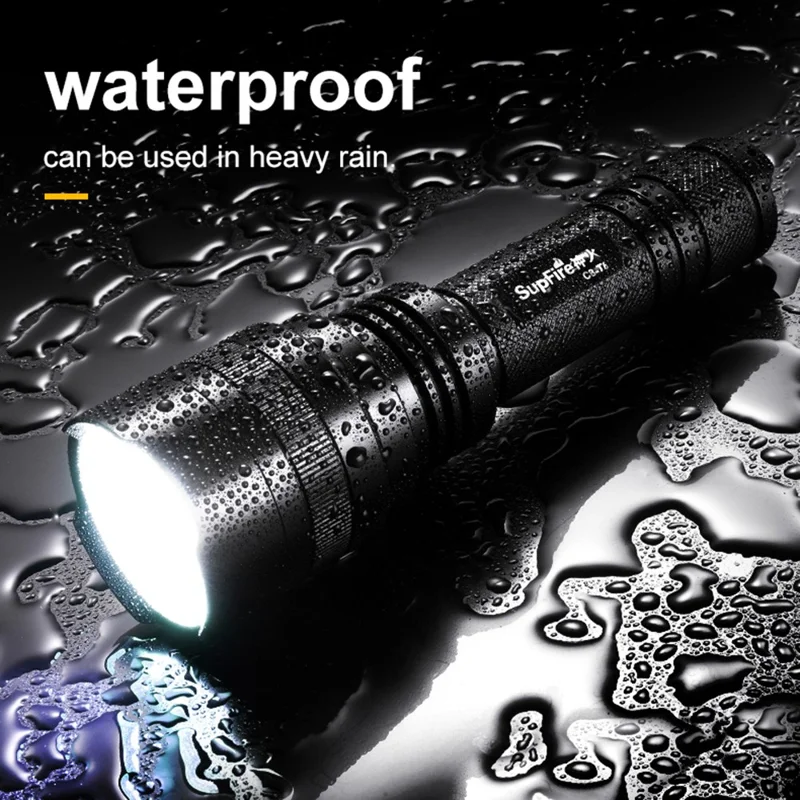 SUPERFIRE C8-H 1200LM Lampe de poche portable Haute luminosité 15W Veilleuse avec batterie 4000mAh