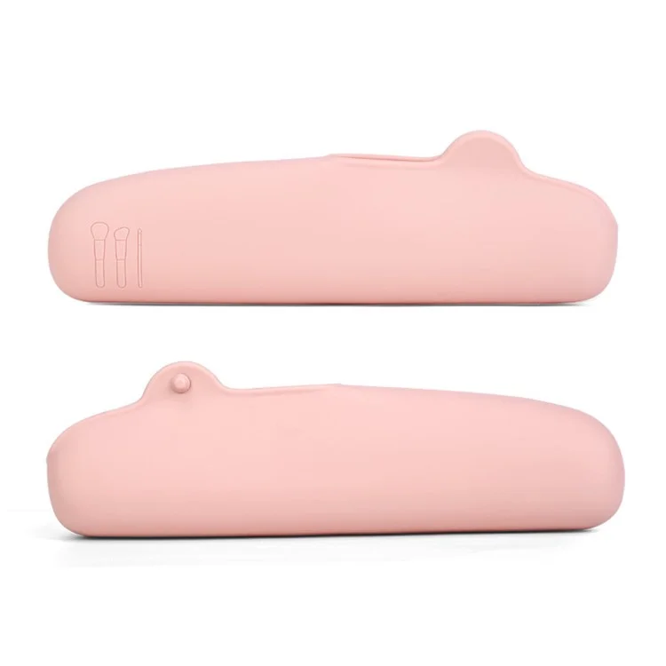 Achat en Vrac Flexible Silicone Sac de Rangement Voyage Maquillage Pinceau Support Portable Cosmétique Pinceau Sac - Rose