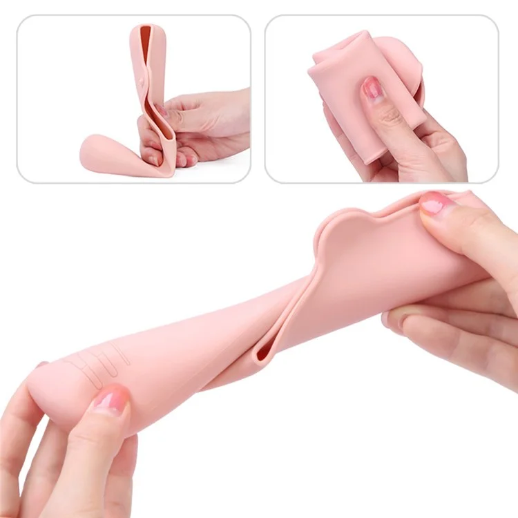 Achat en Vrac Flexible Silicone Sac de Rangement Voyage Maquillage Pinceau Support Portable Cosmétique Pinceau Sac - Rose