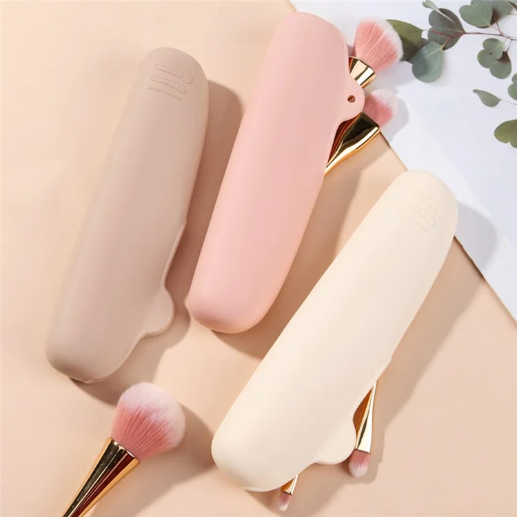 Achat en Vrac Flexible Silicone Sac de Rangement Voyage Maquillage Pinceau Support Portable Cosmétique Pinceau Sac - Rose