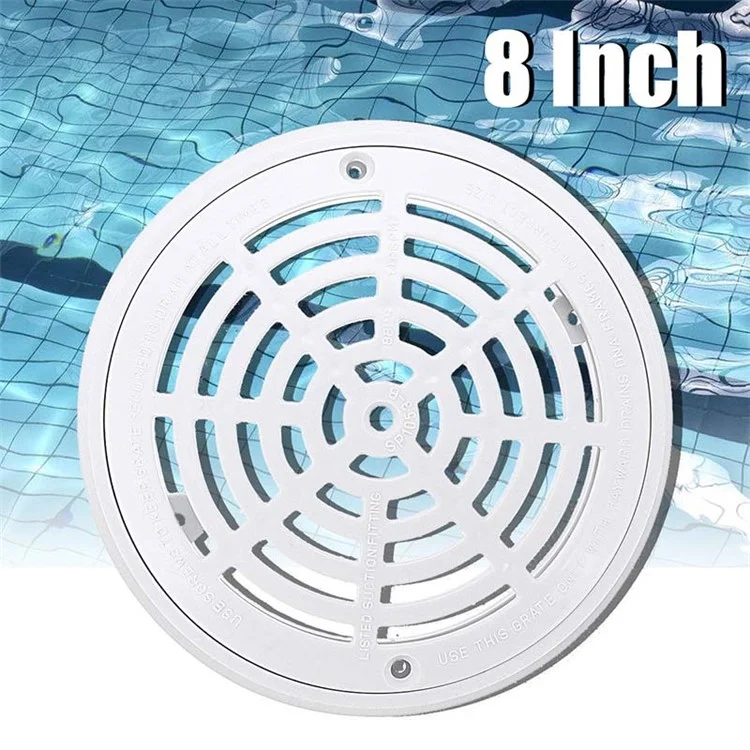 SP-1030 Cubierta de desagüe principal de 8 pulgadas de diámetro de plástico ABS Reemplazo de tapa de drenaje de piscina con tornillos