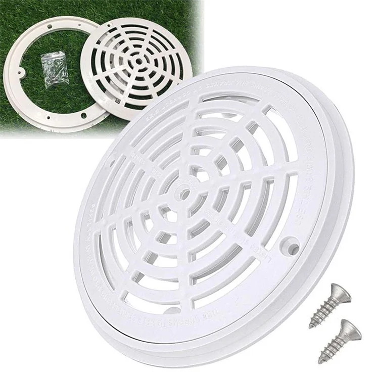 SP-1030 Cubierta de desagüe principal de 8 pulgadas de diámetro de plástico ABS Reemplazo de tapa de drenaje de piscina con tornillos