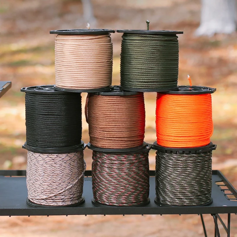 HALIN 100m Outdoor Multifunctional Spool 9 Core Umbrella Rope 4mm Thick Tent Wind Rope - Orange