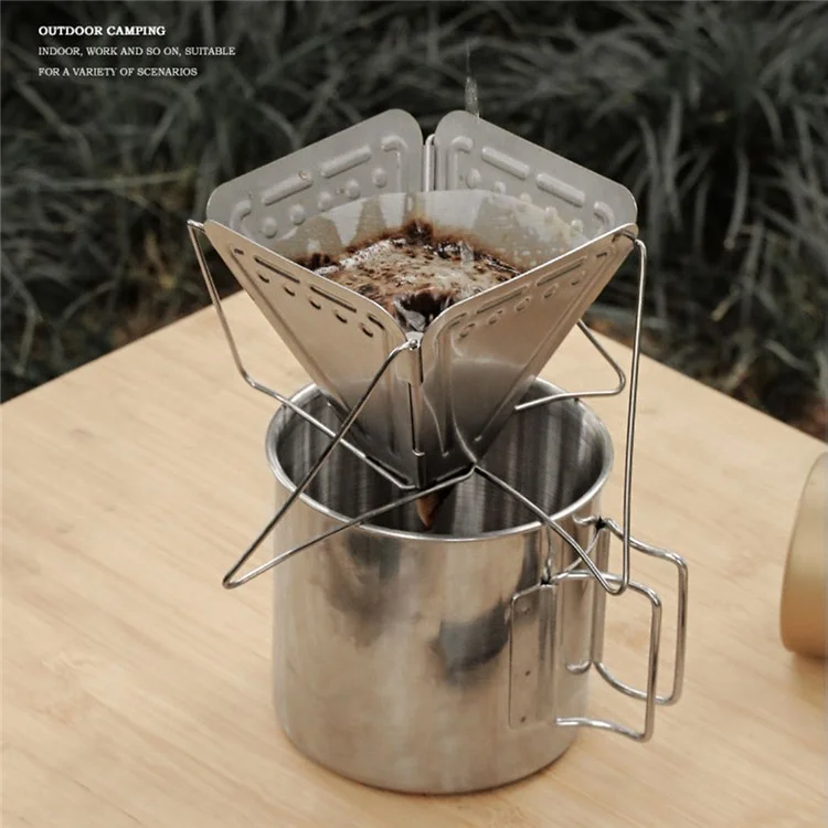 HALIN Stainless Steel Coffee Dripper Holder Folding Outdoor Camping Coffee Filter Rack (BPA Free, No FDA Certificate)
