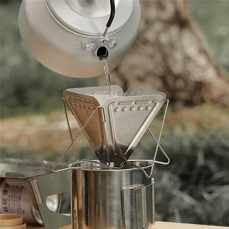 HALIN Stainless Steel Coffee Dripper Holder Folding Outdoor Camping Coffee Filter Rack (BPA Free, No FDA Certificate)