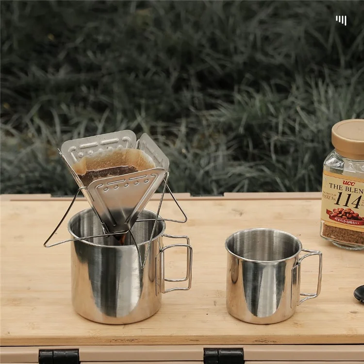HALIN Stainless Steel Coffee Dripper Holder Folding Outdoor Camping Coffee Filter Rack (BPA Free, No FDA Certificate)