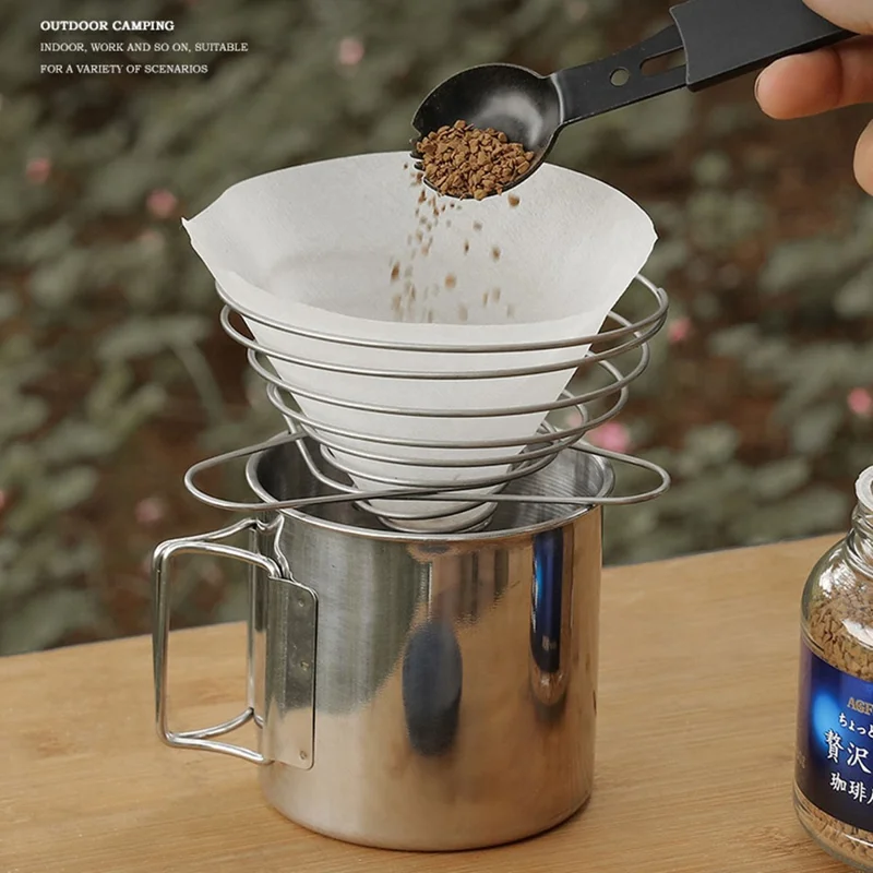 HALIN Stożkowy Zestaw Filtrów ze Stali Nierdzewnej, Składany Stojak na Filtry do Kawy (Bez BPA, Bez Certyfikatu FDA) - Średni Rozmiar