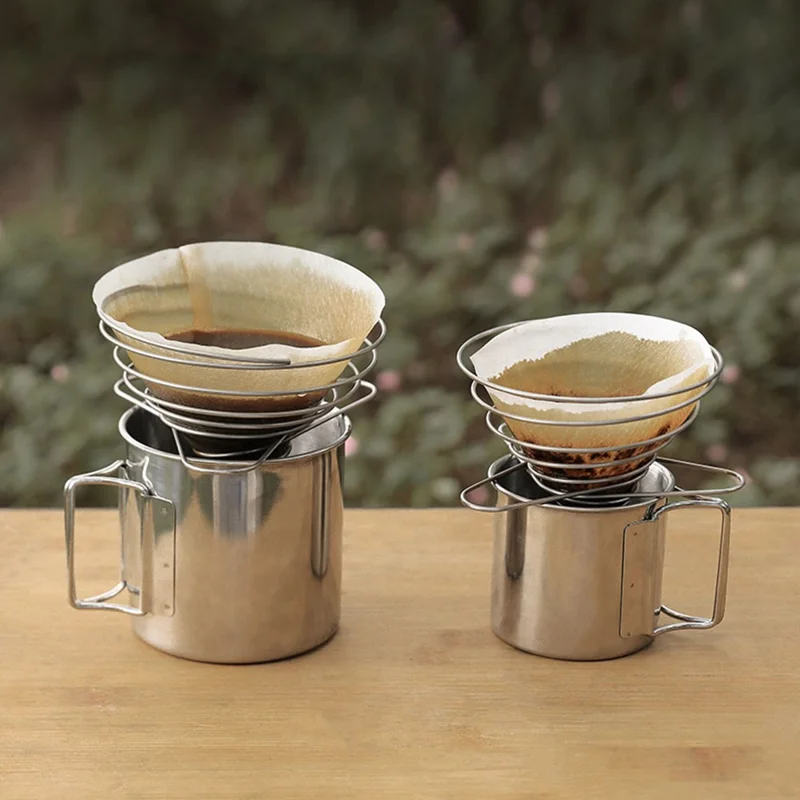 HALIN Cone Shape Stainless Steel Coffee Filter Basket Foldable Coffee Dripper Stand (BPA Free, No FDA Certificate) - Large Size