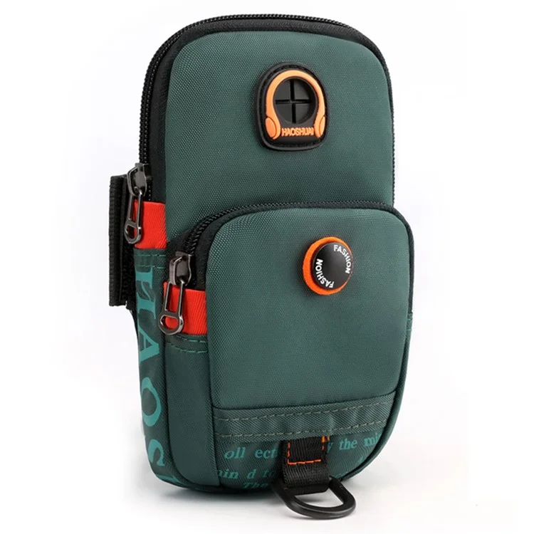 HAOSHUAI 5137 Sac de transport en nylon pour téléphone portable Sac de sport Sac de bras pour téléphone cellulaire, pièce de monnaie, argent liquide - Vert noirâtre