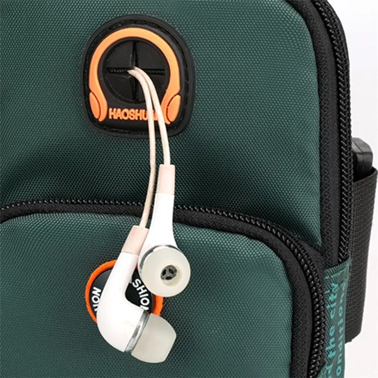 HAOSHUAI 5137 Sac de transport en nylon pour téléphone portable Sac de sport Sac de bras pour téléphone cellulaire, pièce de monnaie, argent liquide - Vert noirâtre