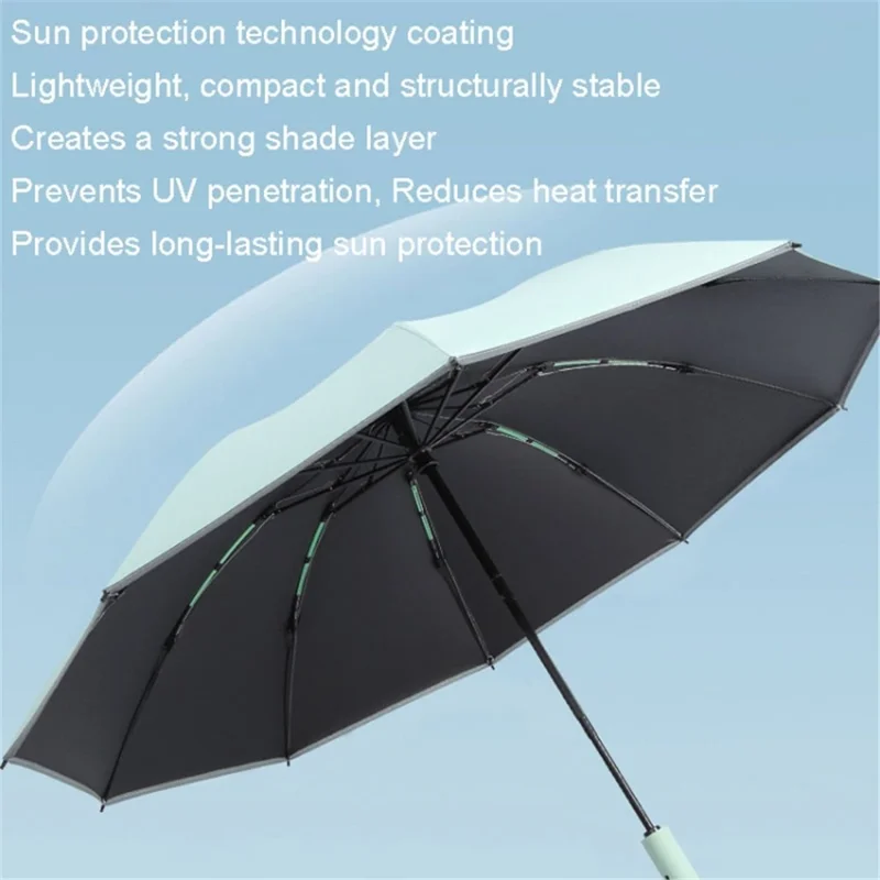 20 Ribs 190T Cloth Automatic Umbrella Sun-proof Rainproof Dual-use Reverse Type Folding Umbrella - Beige