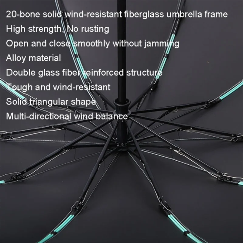20 Ribs 190T Cloth Automatic Umbrella Sun-proof Rainproof Dual-use Reverse Type Folding Umbrella - Beige