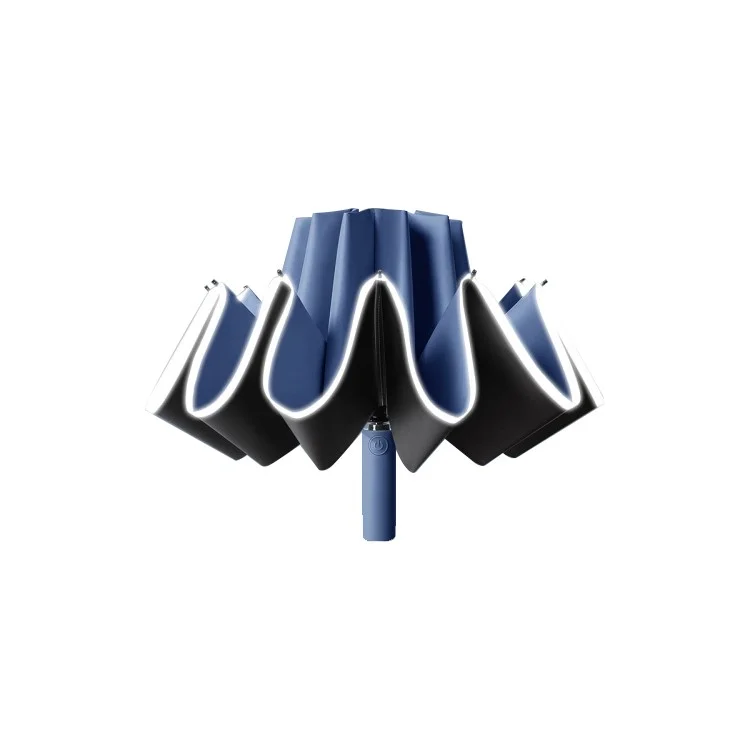 20 Ribs 190T Cloth Automatic Umbrella Sun-proof Rainproof Dual-use Reverse Type Folding Umbrella - Blue
