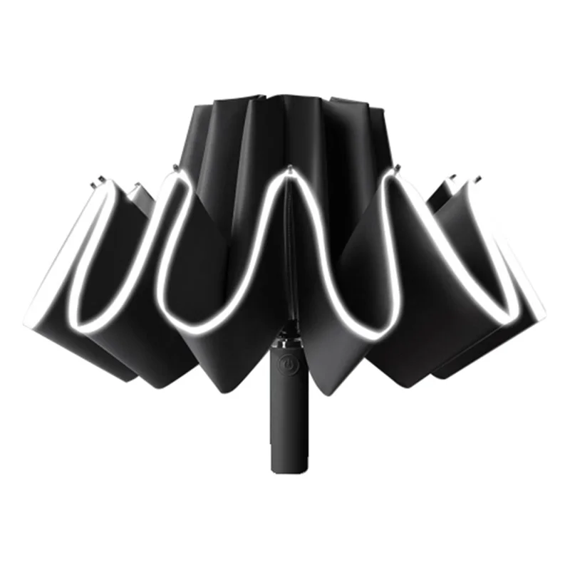 20 Ribs 190T Cloth Automatic Umbrella Sun-proof Rainproof Dual-use Reverse Type Folding Umbrella - Black