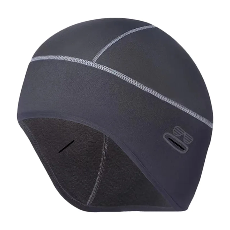 Soft Combine Fabric Winter Beanie Hat Thermal Warm Hat Cycling Skiing Cap with Glasses Hole for Men and Women - Black