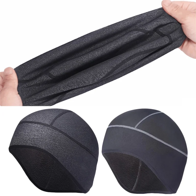 Soft Combine Fabric Winter Beanie Hat Thermal Warm Hat Cycling Skiing Cap with Glasses Hole for Men and Women - Black