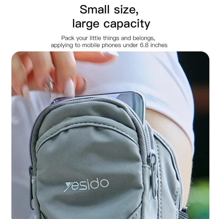 YESIDO WB12 Brassard de sport en nylon+lycra+TPU Sac de bras Sac de transport extérieur pour téléphone portable, pièces de monnaie, argent liquide 