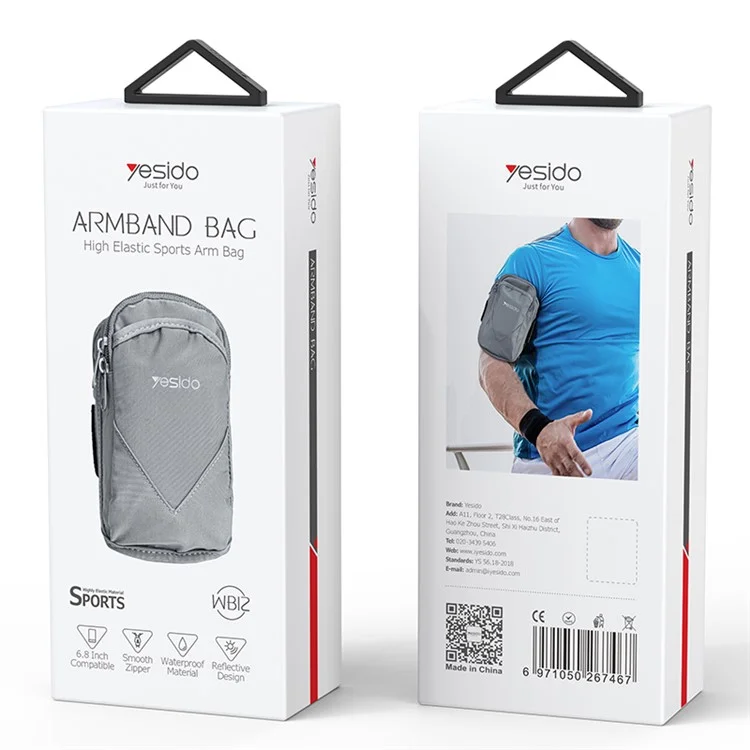 YESIDO WB12 Brassard de sport en nylon+lycra+TPU Sac de bras Sac de transport extérieur pour téléphone portable, pièces de monnaie, argent liquide 