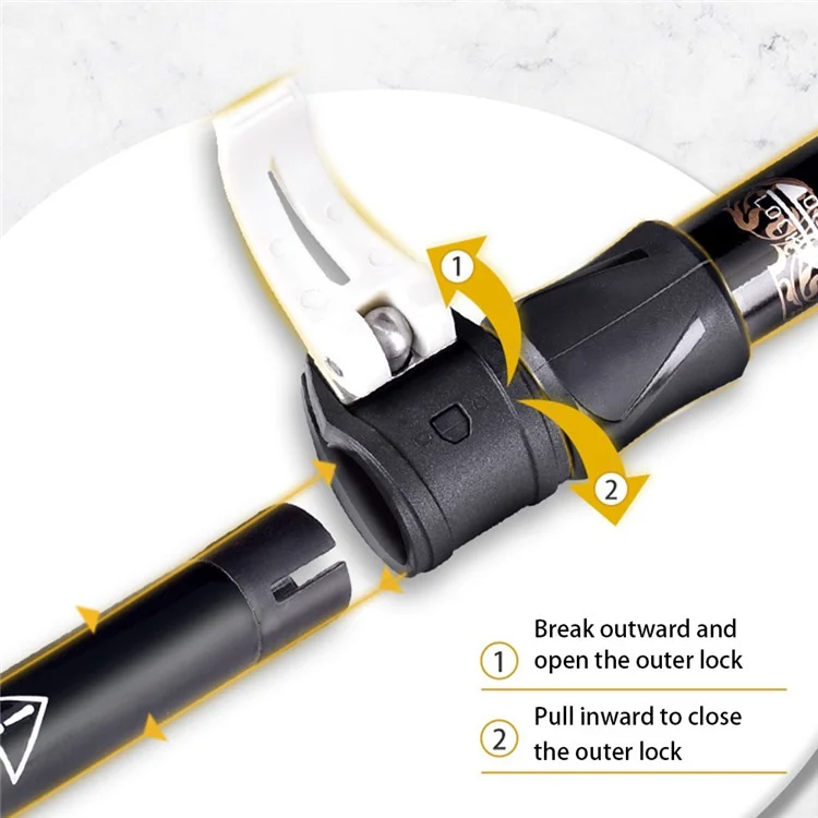 REBORNSUN RBQY0623 Backpacking Carbon Fiber Trekking Pole Camping 3-Abschnitt 51-100CM Outdoor Walking Stick - Schwarz