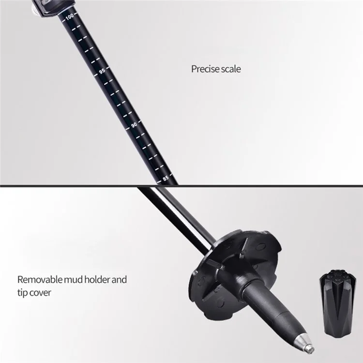 REBORNSUN RBQY0623 Backpacking Carbon Fiber Trekking Pole Camping 3-Abschnitt 51-100CM Outdoor Walking Stick - Schwarz