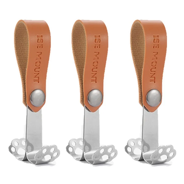 ISE MOUNT 3Pcs Cute Cat Claw Hook Outdoor Snap Button Stainless Steel Hanger Camping Cookware Holder - Marrom