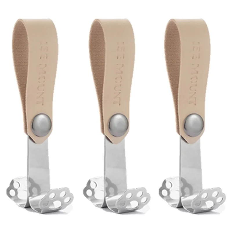 ISE MOUNT 3Pcs Cute Cat Claw Hook Outdoor Snap Button Stainless Steel Hanger Camping Cookware Holder - Khaki