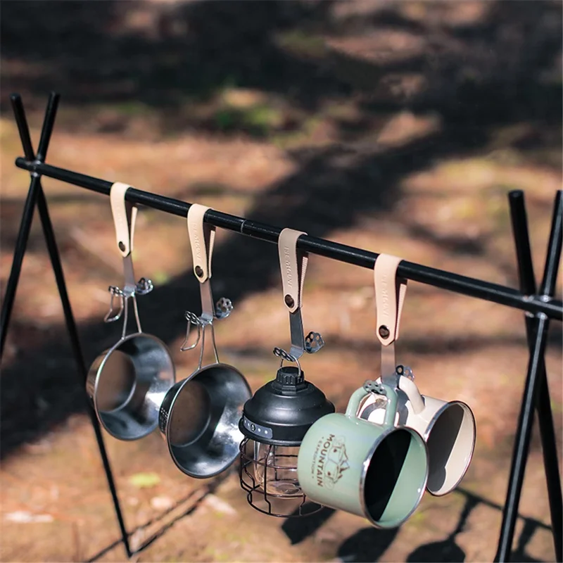 ISE MOUNT 3Pcs Cute Cat Claw Hook Outdoor Snap Button Stainless Steel Hanger Camping Cookware Holder - Khaki