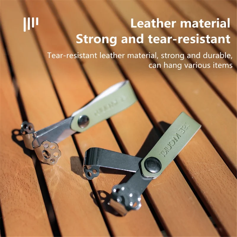 ISE MOUNT 3Pcs Cute Cat Claw Hook Outdoor Snap Button Stainless Steel Hanger Camping Cookware Holder - Khaki