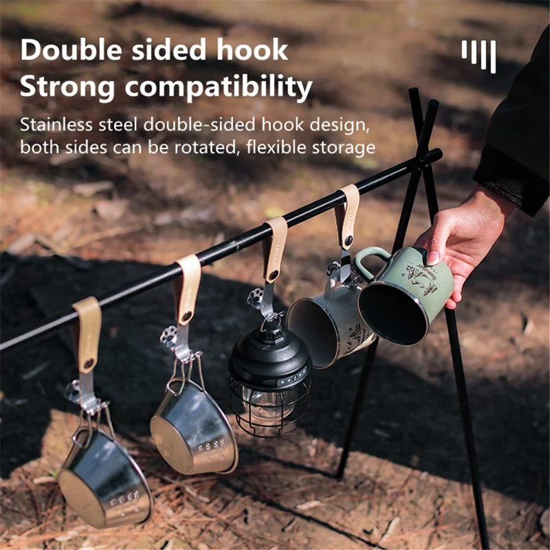 ISE MOUNT 3Pcs Cute Cat Claw Hook Outdoor Snap Button Stainless Steel Hanger Camping Cookware Holder - Khaki