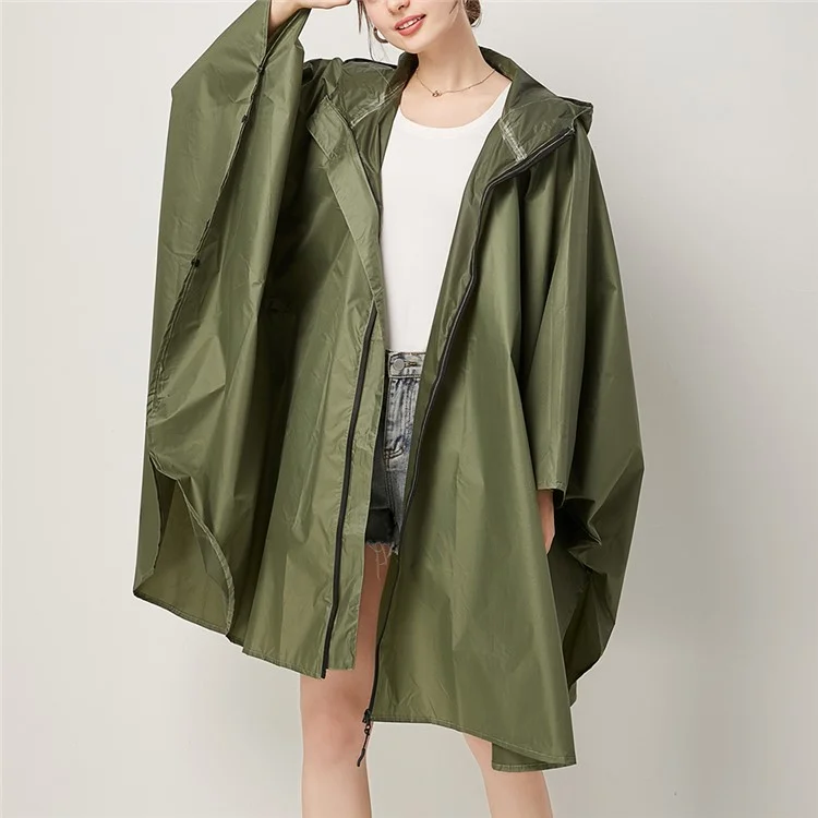7029 Large Cycling Rain Poncho Bike Cycling Hooded Raincoat Rain Cape On the Go Rain Protection, Size: L - Army Green