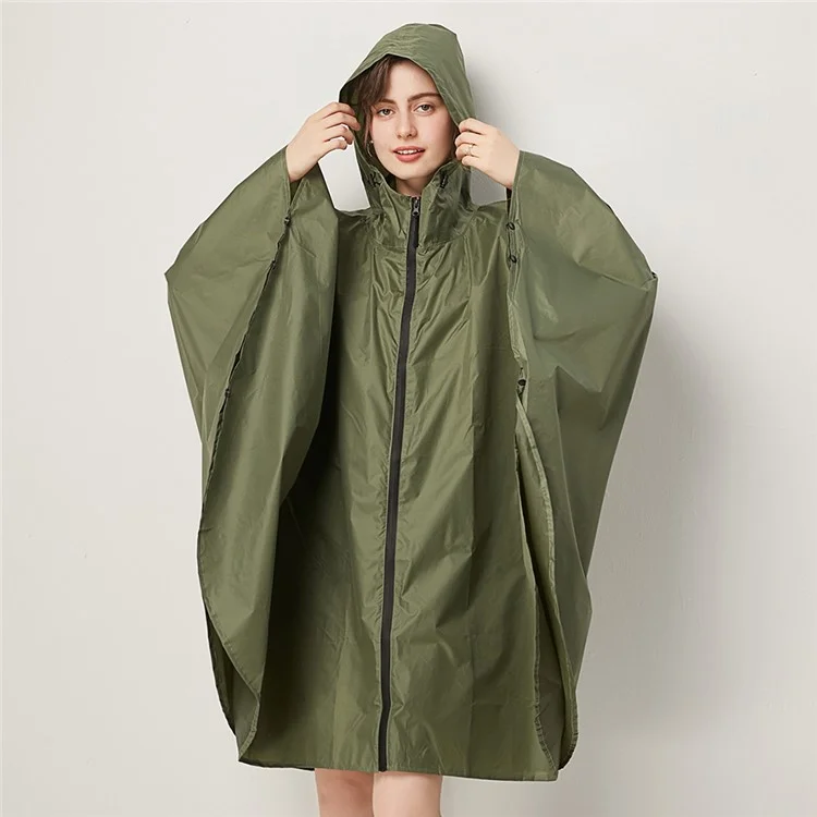 7029 Large Cycling Rain Poncho Bike Cycling Hooded Raincoat Rain Cape On the Go Rain Protection, Size: L - Army Green