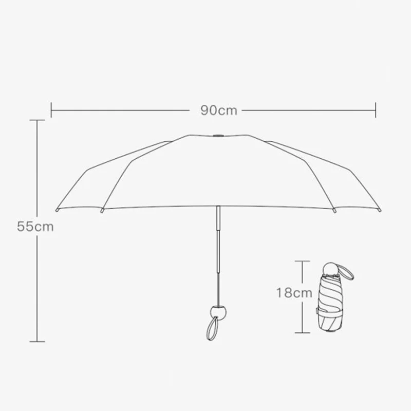 PS-002 90CM Diameter Nylon+Cotton Umbrella Compact Design 6-Rib Outdoor Sun and Rain Proof Umbrella - White