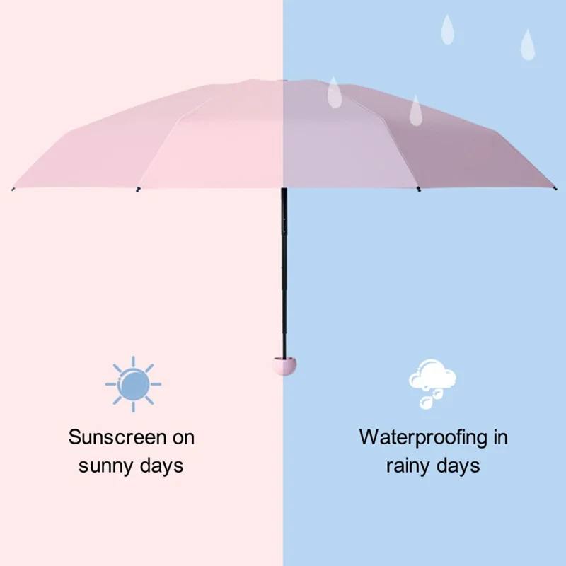 PS-002 90CM Diameter Nylon+Cotton Umbrella Compact Design 6-Rib Outdoor Sun and Rain Proof Umbrella - Purple
