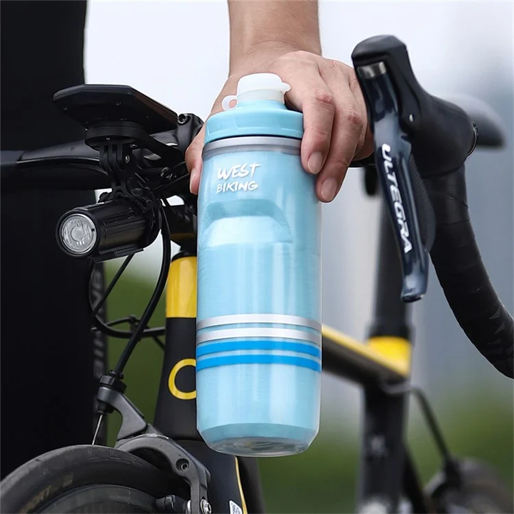 WEST BIKING YP0721046 Sport Insulated Water Bottle Cycling Squeeze PP5 Water Container 620ml (BPA Free, No FDA Certificate) - Blue