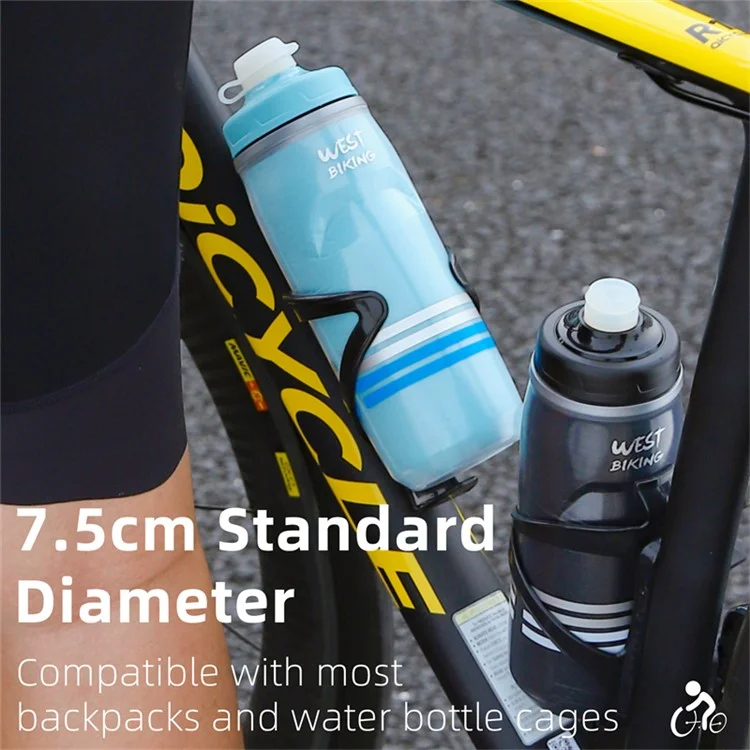 WEST BIKING YP0721046 Sport Insulated Water Bottle Cycling Squeeze PP5 Water Container 620ml (BPA Free, No FDA Certificate) - Blue