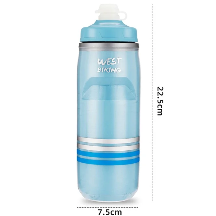 WEST BIKING YP0721046 Sport Insulated Water Bottle Cycling Squeeze PP5 Water Container 620ml (BPA Free, No FDA Certificate) - Blue