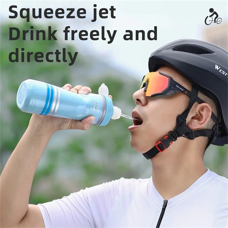 WEST BIKING YP0721046 Sport Insulated Water Bottle Cycling Squeeze PP5 Water Container 620ml (BPA Free, No FDA Certificate) - Blue