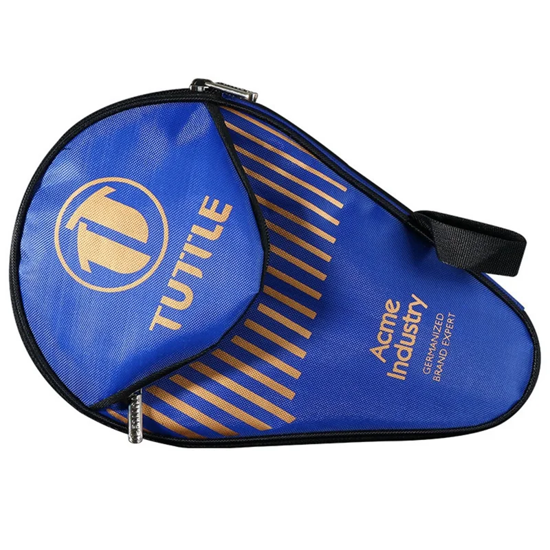 HUIESON HS-PT-H02 Forma de Calabaza Cubierta de Tela Oxford + Esponja Funda para Raqueta de Ping Pong para 1 Bate de Tenis de Mesa - Azul + Dorado / con Pequeña Bolsa