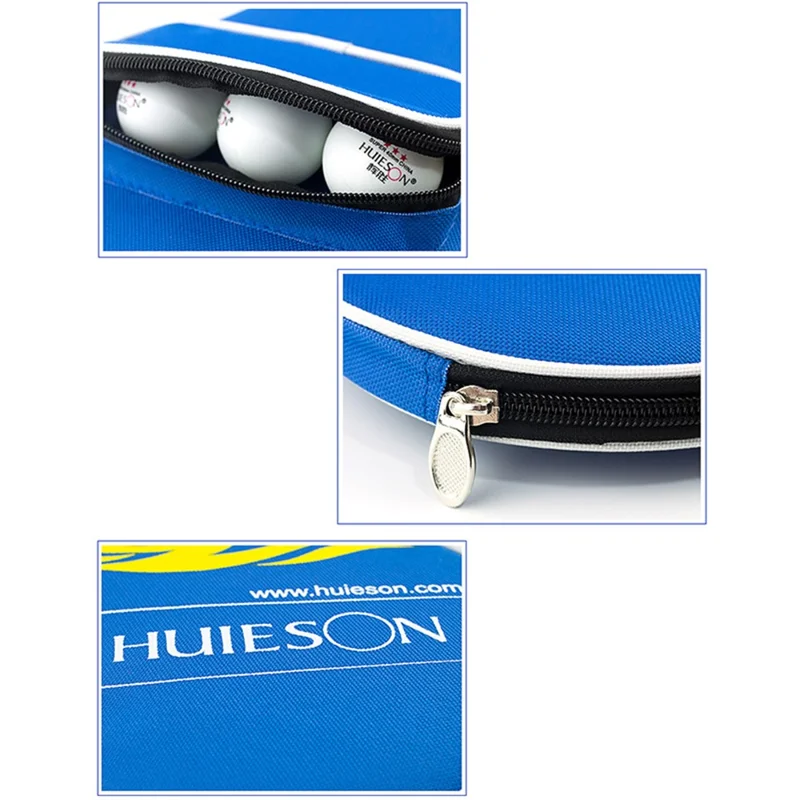 HUIESON HS-PT-H02 Forma de Calabaza Cubierta de Tela Oxford + Esponja Funda para Raqueta de Ping Pong para 1 Bate de Tenis de Mesa - Azul + Dorado / con Pequeña Bolsa