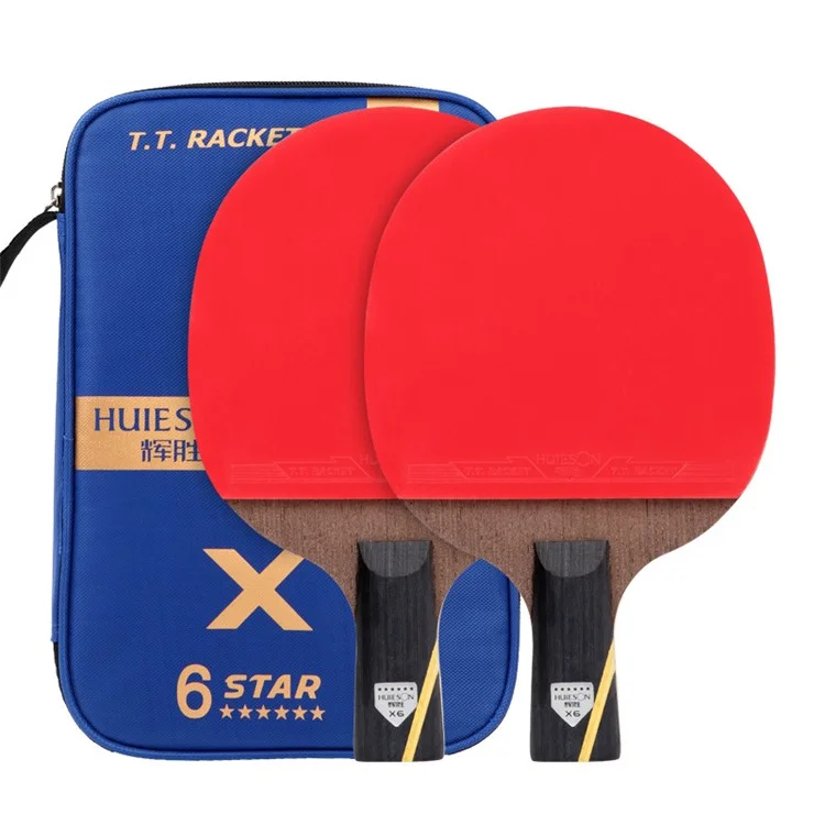 HUIESON 6-Star Wood and Carbon Table Tennis Racket Ping Pong Paddle with Carry Case - Pen-holding Style