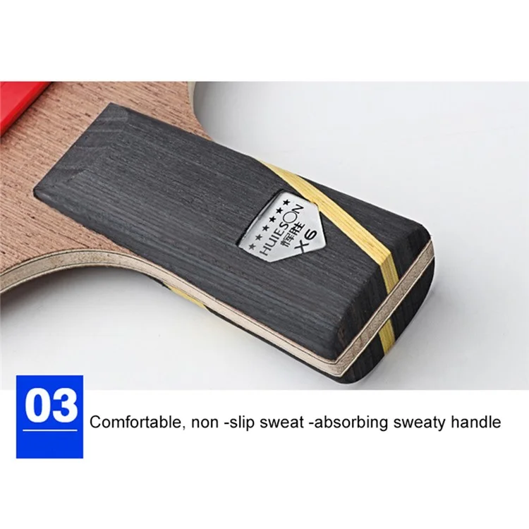 HUIESON 6-Star Wood and Carbon Table Tennis Racket Ping Pong Paddle with Carry Case - Pen-holding Style
