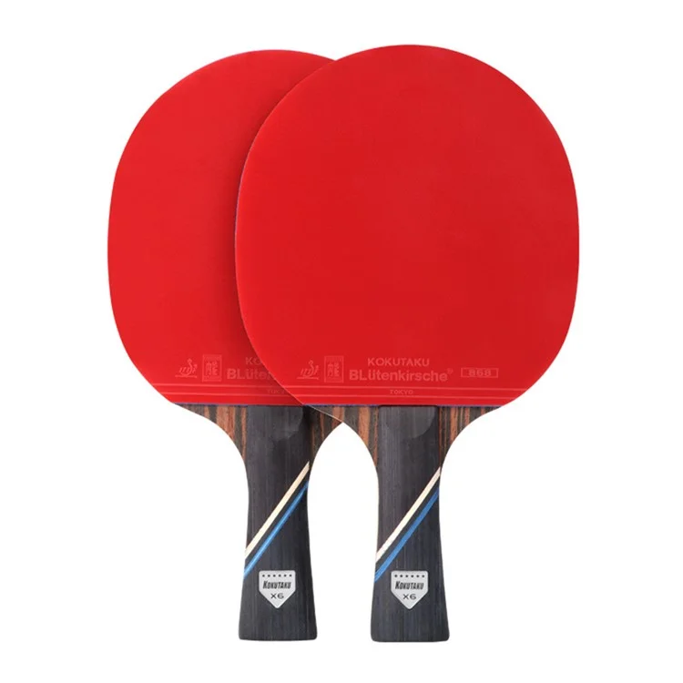 KOKUTAKU 2PCS  /  Set 6-Star Table Tennis Racket Beginner Ping Pong Paddle with Carry Case - Handshake Grip