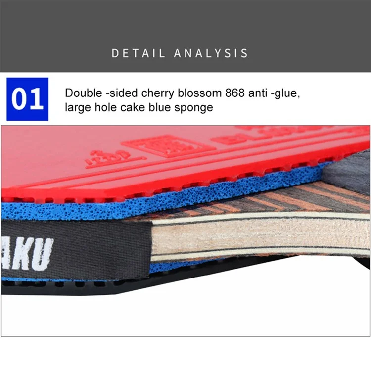 KOKUTAKU 2PCS  /  Set 6-Star Table Tennis Racket Beginner Ping Pong Paddle with Carry Case - Handshake Grip